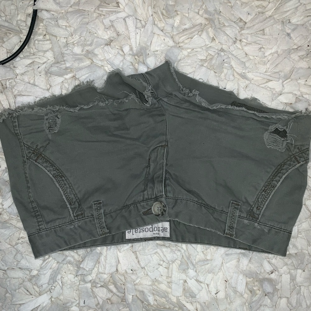 Green jean shorts